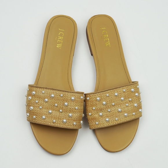 JCREW Size 9 Woven Pearl Slide Sandals $98 CG138 - Picture 2 of 7